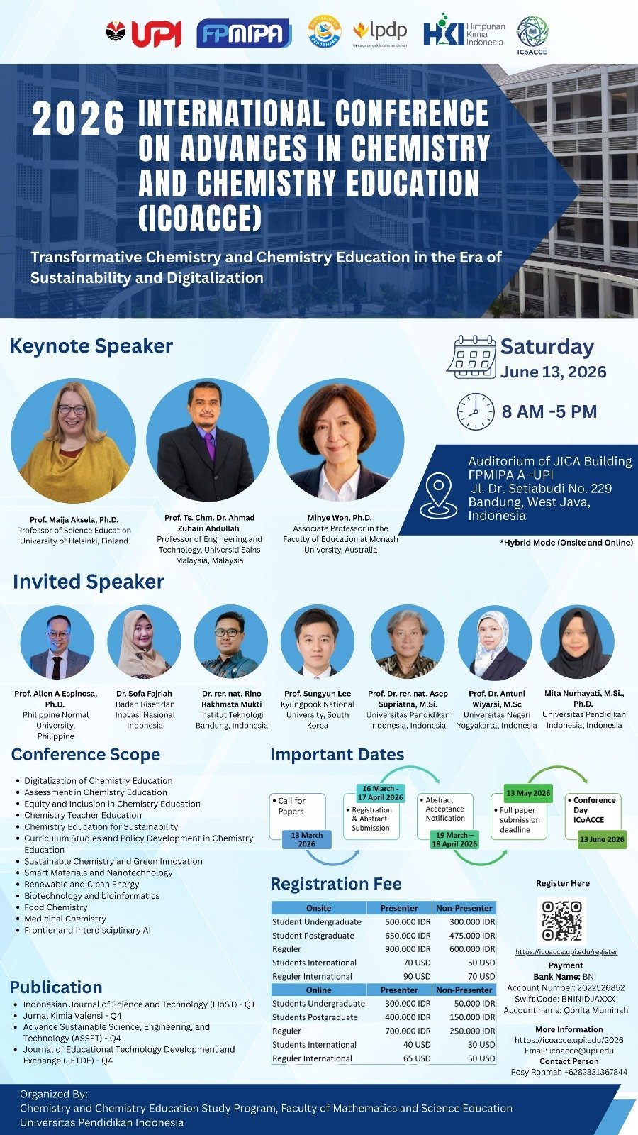 [13 Jun 2026] International Conference on Advances in Chemistry and Chemistry Education (ICoACCE) 2025