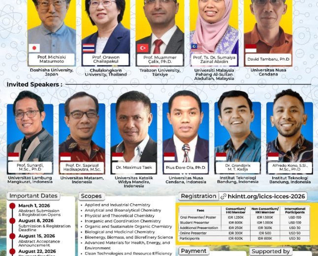 [9 Sep 2026] The 14th International Conference of the Indonesian Chemical Society (ICICS) 2026 & International Conference on Chemistry Education and Science (ICCES)